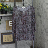 Emily Daniels 3/4 Sleeve Shimmer Hardware Neck Top Black Multi 1X