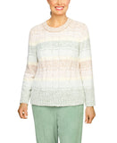 Alfred Dunner Petite Echo Canyon Ombre Chenille Biadere Sweater Brown Multi PM
