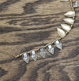Ella Geometric Pendant Dangly Earring Necklace Set Gold / Smoky Gray 18" + 3"