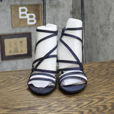 Jessica Simpson Stassey Strappy Block Heel Dress Sandals Shoes Navy Blue 8.5M