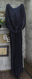 Betsy & Adam Womens Long Metallic Cape Gown Dress Evening Navy Blue / Royal 16