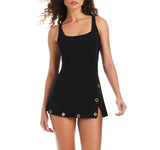 Beyond Control Womens Grommet Trim Swim One Piece Dress LXGR00839 Black 8