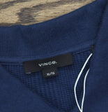 Vince Men's Variegated Textured Short Sleeve Polo Shirt Midnight Sky Blue XL