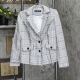 Karl Lagerfeld Womens Woven Frill Blazer Jacket Coat White / Black 6