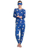 Muk Luks Sloth Print Hacci Pajama Top with Sleep Mask Sloths Blue 3X