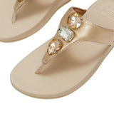 Fitflop Womens F-Mode Bejewelled Toe-Post Slip-On Thong Sandals Platino Gold 10M