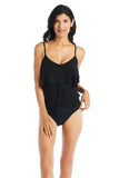 Beyond Control Womens Solid Citizen Tiered One-Piece Swimsuit LXSE00807 Black 8