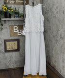 J Kara Petite Beaded Sleeveless Long Dress with Scarf Silver / White  12P