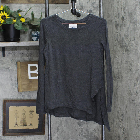 Southcott Womens Knit Long Sleeve Asymmetrical Blouse Shirt Top Charcoal Gray 1