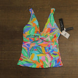 La Blanca Womens Over The Shoulder Tankini Swim Top Tropi-flage Blue Multi 8