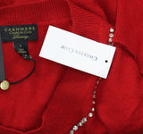 Charter Club Womens Luxury Embellished Crewneck Cashmere Sweater Polish Red L