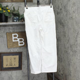 Marla Wynne Womens Denim Knit Side Zip Cropped Straight Leg Pants 655861 White 8