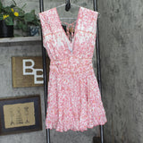 Poupette St. Barth Woven Floral Ciao Mini Dress WCIS25NBLZP Pink Lazuili XS