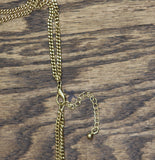 Triple Layered Flower Gemstone Bib Multi Strand Necklace Gold / Green 20" + 3"