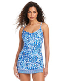 Beyond Control Womens Sea Life One Piece Swimdress LXSL25859 Blue White Multi 14