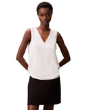 Calvin Klein Womens Sleeveless V-Neck Blouse Top 44C191G Tofu Off White XS