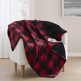 True North Microplush Plaid Heated Electric Throw Blanket Red / Black 50x60