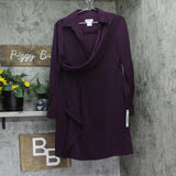 DKNY Womens Petite Collared-V-Neck Long-Sleeve Dress XD4G2C86 Raisin Purple 12P
