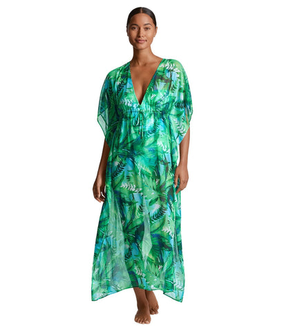 Lauren Ralph Lauren Womens Cartago Palms Midi Caftan Cover Up Multi Green S