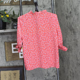 Cece Womens Elbow Sleeve Split-Neck Blouse 7033067 Calipso Coral Pink M