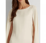 Lauren Ralph Lauren Cape Georgette Cocktail Dress 253855210006 Cream Off White 8