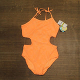 Breaking Waves Terry Texture Cut-Out One-Piece Swimsuit MBW970307 Orange 14