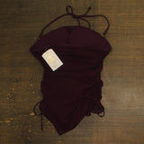 Becca Womens Muse Mixed-Media Bandeau Tankini Top 733557 Aubergine Purple L