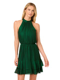 Adrianna Papell Womens Babydoll Metallic Halter Dress AD3D105594 Emerald Green 4