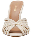 Steve Madden Beaded Stiletto Heel Peep Toe Dress Sandals Ivory Off White 7M