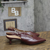 A New Day Slingback Pointed Toe Faux Leather Kitten Heels Burgundy Red 7M