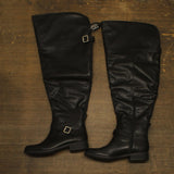 Sun + Stone Anyaa Wide-Calf Buckled Over-the-Knee Boots Black 8.5M-WC