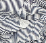Gloria Vanderbilt Amanda Monogram Button Down Shirt Marine Navy Blue Stripe S