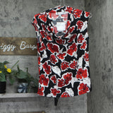 Kasper Womens Floral-Print Cowl-Neck Blouse Shirt Top 10920153 Black Red Multi M