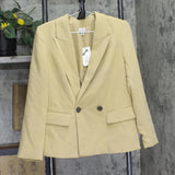 A New Day Signature Crepe Notch-Collar Button-Front Slim Fit Blazer Tan Brown XS