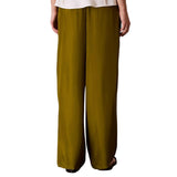 Calvin Klein Womens Drawstring Wide-Leg Pants 44B932G Dark Leaves Green M