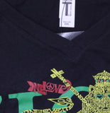La Pop Art Juniors Graphic Zion Lion 'Love' V Neck T Shirt Black Multi 2XL