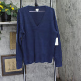 A New Day Cozy Knit Relaxed V-Neck Pullover Sweater 94331312 Navy Blue M