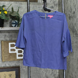 Catherine Malandrino Womens Woven Unlined Bell Sleeve Blouse Shirt Top Blue S