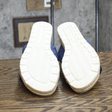 Easy Street Women's Maryann Wedge Sandal MARAN Denim Croco Blue 7W