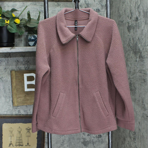 Torrid Womens Sleep Full Zip Fleece Sherpa Fleece Jacket Dusty Pink Brown 2