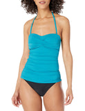Anne Cole Womens Standard Twist Front Bandeaukini Swim Top Teal Blue S