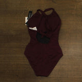 La Blanca Goddess High Neck Keyhole One Piece Swimsuit Dark Cherry Purple 6