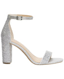 INC International Concepts Block Heel Sandals Silver Crystal Gray 6.5M