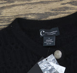 C By Private Label 2-Ply Cashmere Crochet Cardigan Button Front Sweater Black S