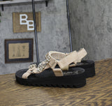 Wild Pair Kudose Embellished Open Toe Ankle Strap Sandal Sand Raffia Brown 8.5M