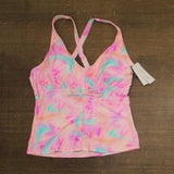Salt + Cove Tankini Swim Top with Crisscross Back Wave After Wave Pink Multi 1X
