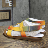 Franco Sarto Womens Glenni Ankle Strap Flat Sandals Rainbow Multi Pink 8.5M