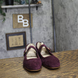 Marc Fisher Dress Flats with Square Toe and Ankle Strap Red Suede Purple 8M