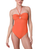 Andie Zoe Tie-Neck One-Piece Swimsuit AO614 Vermillion Orange XL