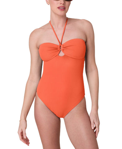 Andie Zoe Tie-Neck One-Piece Swimsuit AO614 Vermillion Orange XL